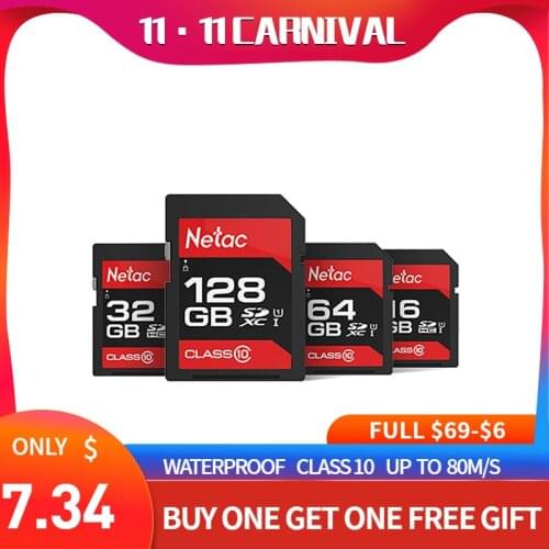 Netac P600 SD Card 32GB SDHC/SDXC Original Memory Card 64GB Class 10 U1 High Speed Of 80MB/s 16GB 128GB For Camera & DV & Laptop