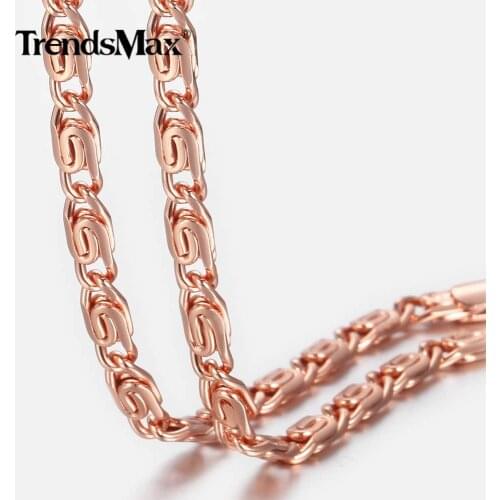 Trendsmax 585 Rose Gold Necklace for Women Girls Snail Link Chain Gold Necklace Trendy Collar 18-36inch Jewelry Gifts GN216