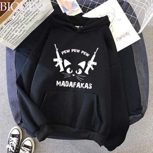 Pew Pew Madafakas Cat Cartoon Sweatshirt Unisex Hip Hop Fashion Pullover Casual Loose Hoodie Autumn Hot Sale Fashion Hoodies