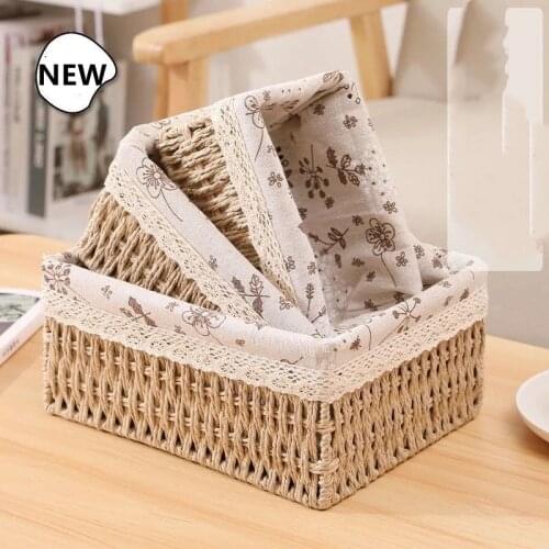 Wicker Storage Box Japanese Style Fabric Organizer Clothes Cosmetics Underwear Literature Home Big Handwork Rattan Groceries Box