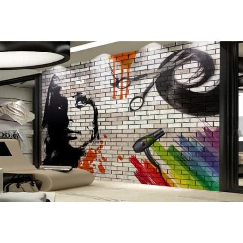 Custom Wallpaper Brick Wall Hair Salon Modern Abstract Art Wall Paintings Living Room Bedroom 3d Wallpaper for walls