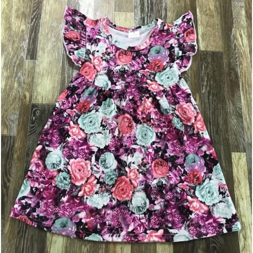 2021 Popular Kids clothing Little Baby girl summer dress with romantic rose print