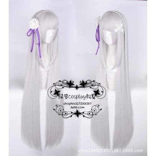 Re:Life in a different world from zero Emilia cosplay wig Comic Emilia light purple long straight hair wig costumes