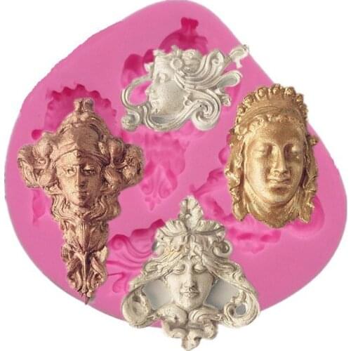 Retro European Greek Mythology Goddess Embossed Fondant Cake Silicone Mold DIY Baking Decoration Tool