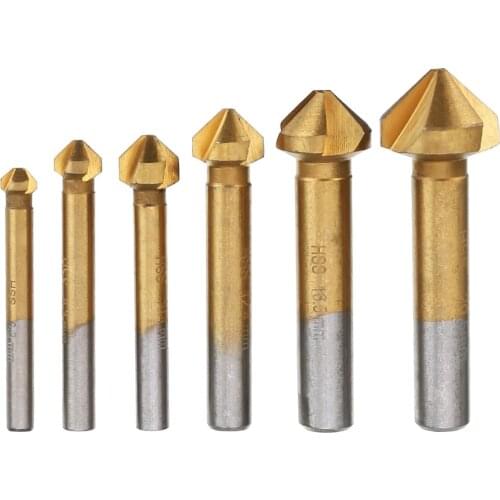 6pcs 3 Flutes HSS Countersink Drill Bits 90 Degree Chamfering Cutter for Cutting Woodworking Metal