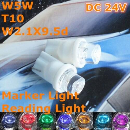 24V LED Car Bulb T10(10mm Flood Lamp)W5W W2.1X9.5d for Door Trunk Boot Licence Reading Light