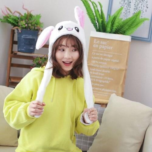 SzBlaZe Ears movable Plush Rabbit Hat unisex lovely Rabbit Ears Cap Girls Cute Creative Holiday Gift Record Video Dance Toy