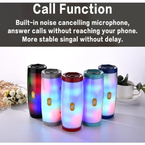 TG165C Wireless Portable Speaker Stereo Leather Series Flash Style LED Outdoor Bluetooth-compatible Music Box FM Radio TF Card