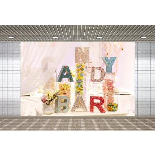 Lyavshi Fotografia Candy Bar Picture Photo Background Baby Shower Vinyl Photography Backdrop for Girls Photo Studio Accessories