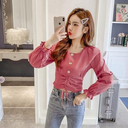 Autumn Short Top Womens Long Sleeve Chiffon Shirt Blouse Women Blusas Ropa De Mujer