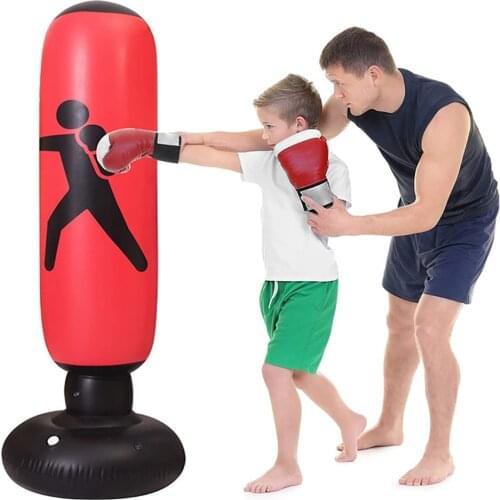 1.6m Inflatable Boxing Bag Kid Adult Boxing Pillar Tumbler Gym Kickboxing Fight Force Core Training Fitness Tool Air Pump