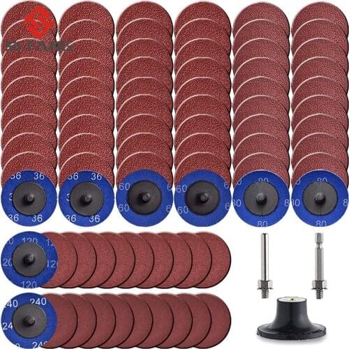 81Pcs 2" Roloc Quick Change Sanding Discs Roll Lock R-Type Sandpaper Abrasive Disc 50mm 1/4" Holder paint Rust removal