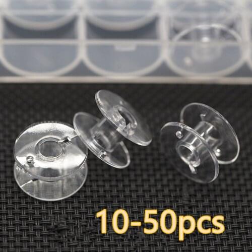 10-50Pcs Transparent Sewing Machine Spools Home Plastic Empty Spool Bobbins Sewing Tool Accessories Universal Threads Bobbin