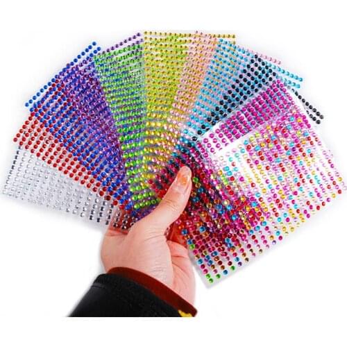 12 Sheets Kapmore Colorful Acrylic Rhinestone Sticker Adhesive Jewelry Sticker Gem Sticker for Nail Art DIY Manicure Tools