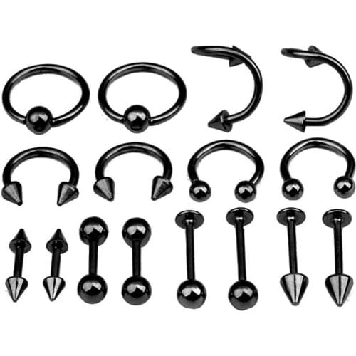 16Pcs/Set Nose Ear Lip Belly Nipple Eyebrow Tongue Rings Piercing Jewelry Gift Fashion Jewelry Body Jewelry