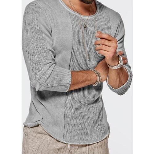 2021 New Classic Solid Knitted Sweater Hollow Out O-Neck Gentleman Loose Daily Tops Long Sleeve Male Pullovers Streetwear XXXL