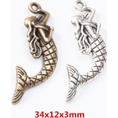 35 pieces of retro metal zinc alloy fish pendant for DIY handmade jewelry necklace making 7388