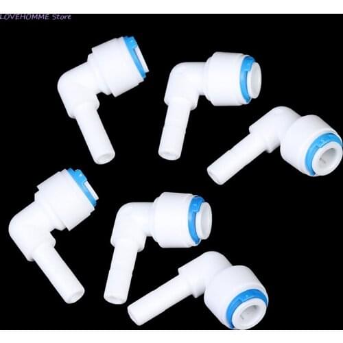 6Pcs/Lot Water Filter Connectors Plastic Pipe Fitting Elbow 1/4"-1/4" OD Hose Pipe