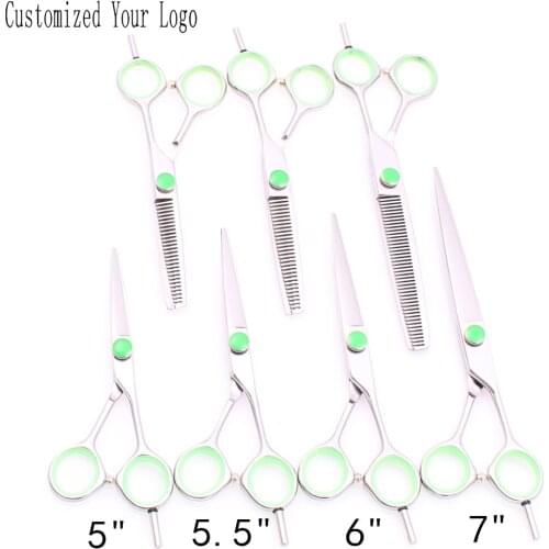 C1121 5" 5.5" 6" 7" 440C Customized Brand Salon Hairdressing Scissors Cutting Shears Thinning Scissors Hair Scissors Finger Rest