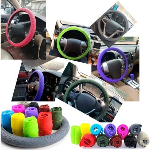 Car Styling Texture Car Auto Silicone Steering Wheel Glove Cover Universal Soft Car Steering Wheel Cover Automobiles Accessories