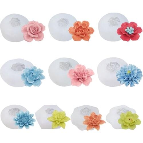 DIY Crystal Epoxy Mold 3D Flower Shape ]Mirror Silicone Mould Cake Decor Molds