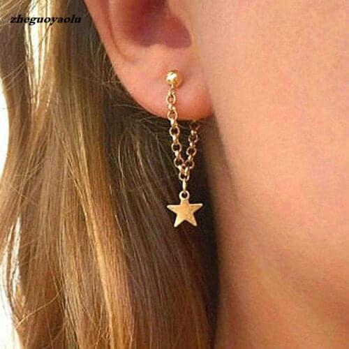 Oorbellen Fringed Gold Stars Design Chain Long Earrings Statement Earrings Pendant Wedding Earrings Jewelry Tassel Earrings