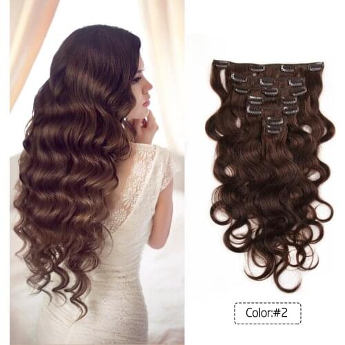 Clip In Hair Extensions Human Hair Body Wave 7pcs/set Remy Hair 100g 14-22 inches Double Weft Natural Color Hairpieces For Women