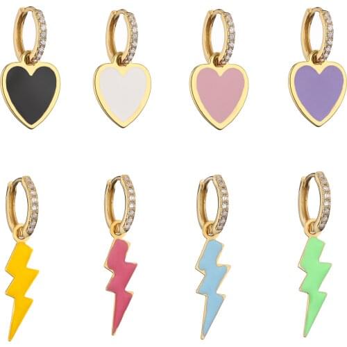 HECHENG,1 pair,New Fashion Lighning Love Heart Drop Earrings For Women,CZ Cute Small Earrings Simple Design Sweet Gift