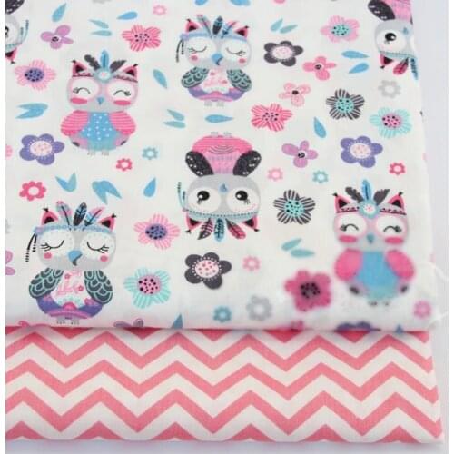 Cotton Fabric Pink Owl Wave Diy Sewing Craft Bed Textile Home Decor Tecido Tela Crib Patchwork Baby Cloth Tissus au Metre Tilda