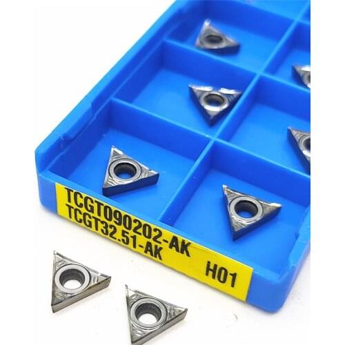 10Pcs TCGT090202 TCGT090208 TCGT090204-AK H01 CNC Carbide Aluminum Insert STGCR/STFCR Internal Turning Tool