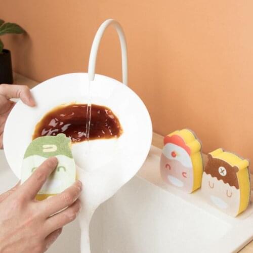 Kitchen Scrub Sponge Reusable Soft Kitchen Cartoon Sponge Pad Scrub Scouring Sponge For Pans Kitchen Accessories
