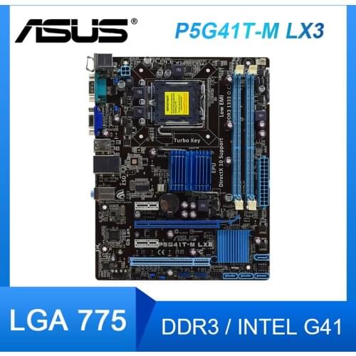 Asus P5G41T-M LX3 Desktop Motherboard LGA 775 Intel G41 DDR3 Core 2 Extreme Quad Duo Processors USB2.0 uATX VGA Mainboard