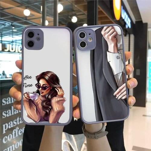 Girls Female boss fashion luxury shell Phone Cases funda matte transparent For iphone 7 8 11 12 plus mini x xs xr pro max cover