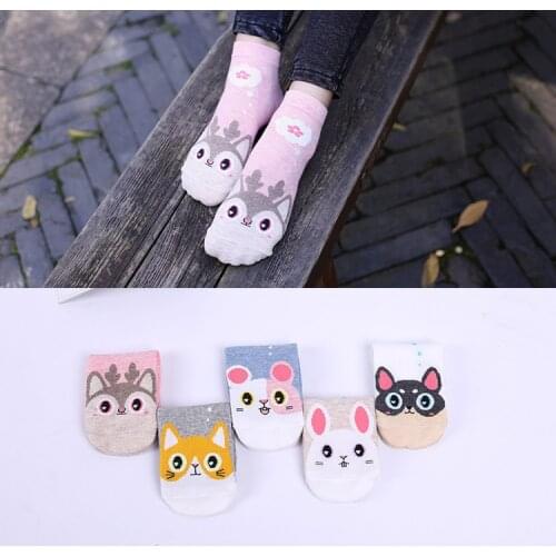 2018 Autumn New Pattern Cartoon Directly Plate Sock Animal Beloved Daughter Socks Cotton Comfortable Boat Socks 1pair=2pcs ws404