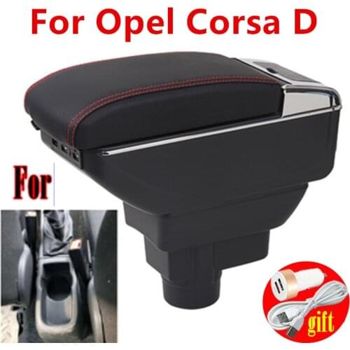 For Opel Corsa Armrest box For Opel Corsa D Car armrest box accessories interior storage box Retrofit parts With USB