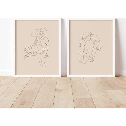 Pulp Fiction Poster Art Print Line Drawing Poster Abstract Minimalist Wall Art Dirty Dancing Canvas Painting Pictures Home Decor