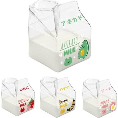 400ML Clear Glass Milk Box Water Bottle Reusable Juice Transparent Milk Cup Box Milk Drinking Glass Mug Water Cups Drinkware