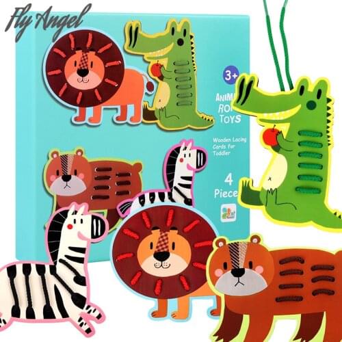 Baby Early Learn Dress Threading Animal Fruit Learning Toys Education Toys Button Lace Up Montessori Baby Learning Toys for Gift