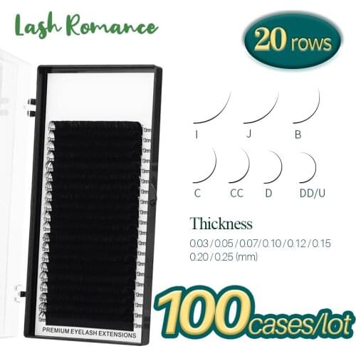 LASH ROMANCE100Case/Lot Individual Eyelashes Extension Supplies False Professional Mink Eyelashes Extensions Russian Lashes