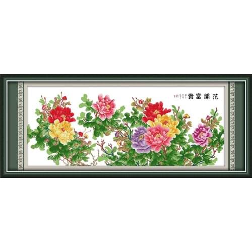Six-foot peony(3) (The Purple Air comes from the east) cross stitch kit Chinese count print embroidery DIY handmade needlework