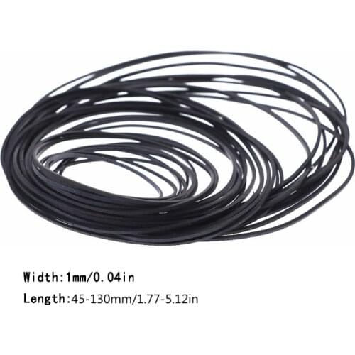 45-130MM Universal 1mm width square Rubber Belt Mix Cassette Tape Machine Belt Pulley Drive Belt for Recorders Walkman DVD