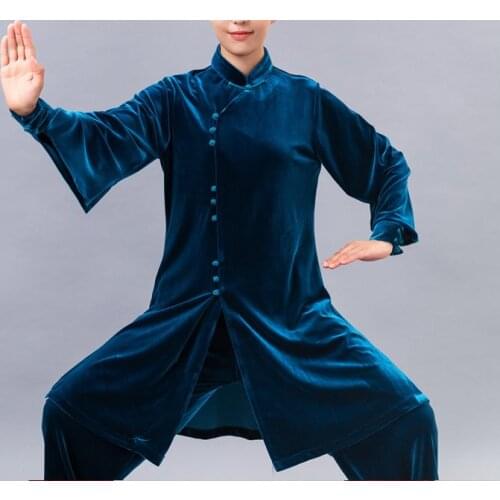 High quality pleuche tai chi taiji suits performances martial arts uniforms wushu suit clothing sets Tops+pants purple/blue/red