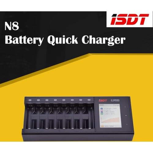 ISDT N8 8 Slots AAA AA Battery Chargers LCD Display Smart battery Quick Charger LiIon/LiHv/LiFe/NiMh/NiCd/NiZn