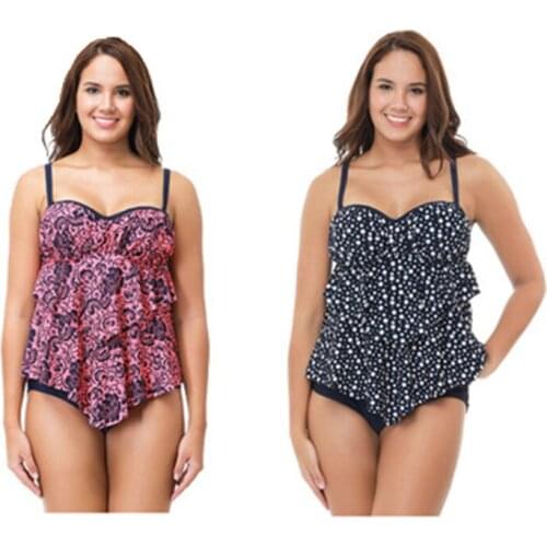 Plus Size Swimwear Swimming Suit for Women Wire Free with Pad Print Biquinis Feminino 2019 Bikini Two Piece Swimsuit Swimsuit