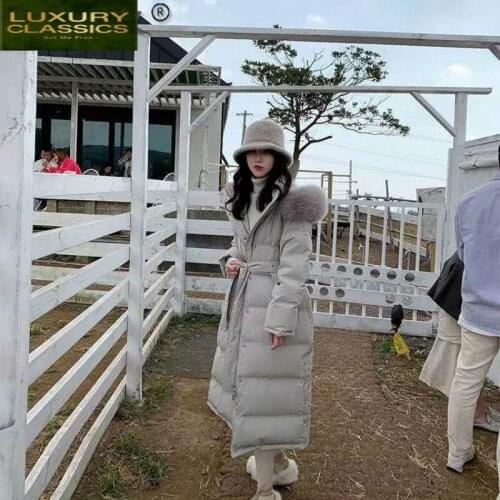 Winter Down Jacket Womens Coat Female Jackets for Women 2021 White Duck Down Real Fox Big Fur Collar Coat Ropa Mujer LXR292