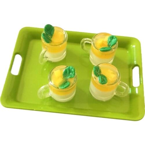 1Pcs 1/12 Dollhouse Miniature Accessories Mini Mango Pudding Cup Simulation Food Model Toys for Doll House Decoration