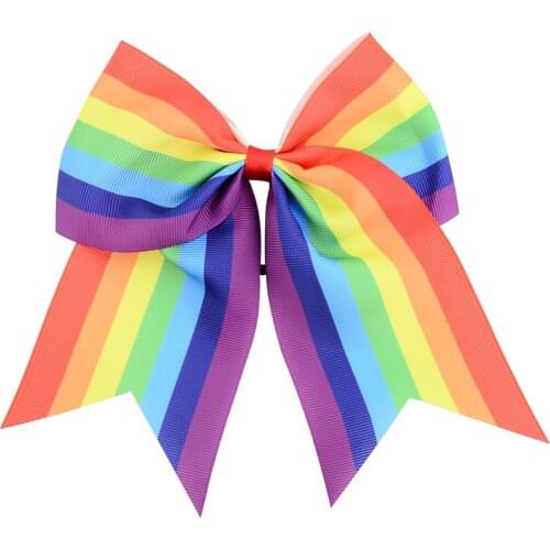 1pcs 8 inch New Fashion Rainbow Striped Hair Bows Elastic Hair Tie Rope Kids Colorful Hair Bands Hair Accessory 691