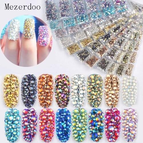 1Pack Mix SS4-SS16 Nail Rhinestones Colorful AB Crystal Glass Stone Non Hot Fix Flat Back Strass Gems Shiny Nail Art Decorations