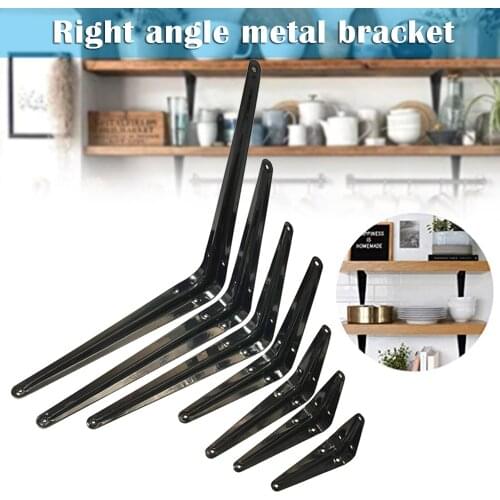10pcs L-Shaped Right Angle Metal Bracket Heavy Duty Black Metal Floating Shelf Bracket For Home Improvement Connector H8