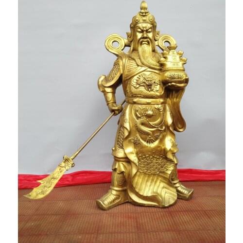 100CM Recommended Decorations For Halls OfficesCornucopia Martial God of Wealth Guan Gong General Bronze Statue